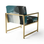 Designart  Geometric Black And Teal IV  Upholstered Modern Accent Chair - Arm Chair