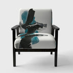 Designart  Geometric Black And Teal IV  Upholstered Modern Accent Chair - Arm Chair