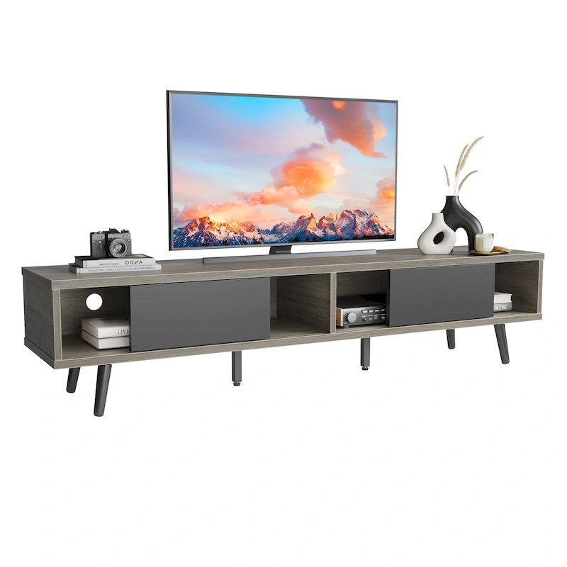 TV Stand for up to 75  TVs with Solid Wood Entertainment Center TV Console Mid-century - 70 inches