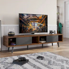 TV Stand for up to 75  TVs with Solid Wood Entertainment Center TV Console Mid-century - 70 inches