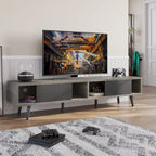 TV Stand for up to 75  TVs with Solid Wood Entertainment Center TV Console Mid-century - 70 inches