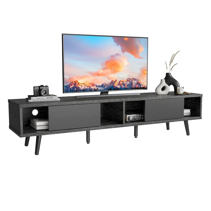 TV Stand for up to 75  TVs with Solid Wood Entertainment Center TV Console Mid-century - 70 inches