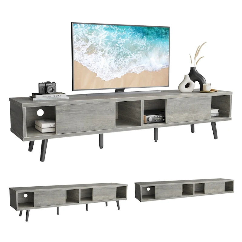 TV Stand for up to 75  TVs with Solid Wood Entertainment Center TV Console Mid-century - 70 inches