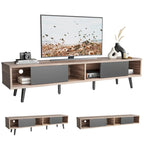 TV Stand for up to 75  TVs with Solid Wood Entertainment Center TV Console Mid-century - 70 inches