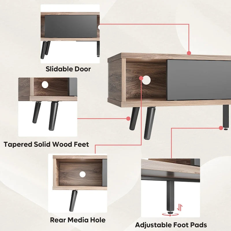 TV Stand for up to 75  TVs with Solid Wood Entertainment Center TV Console Mid-century - 70 inches