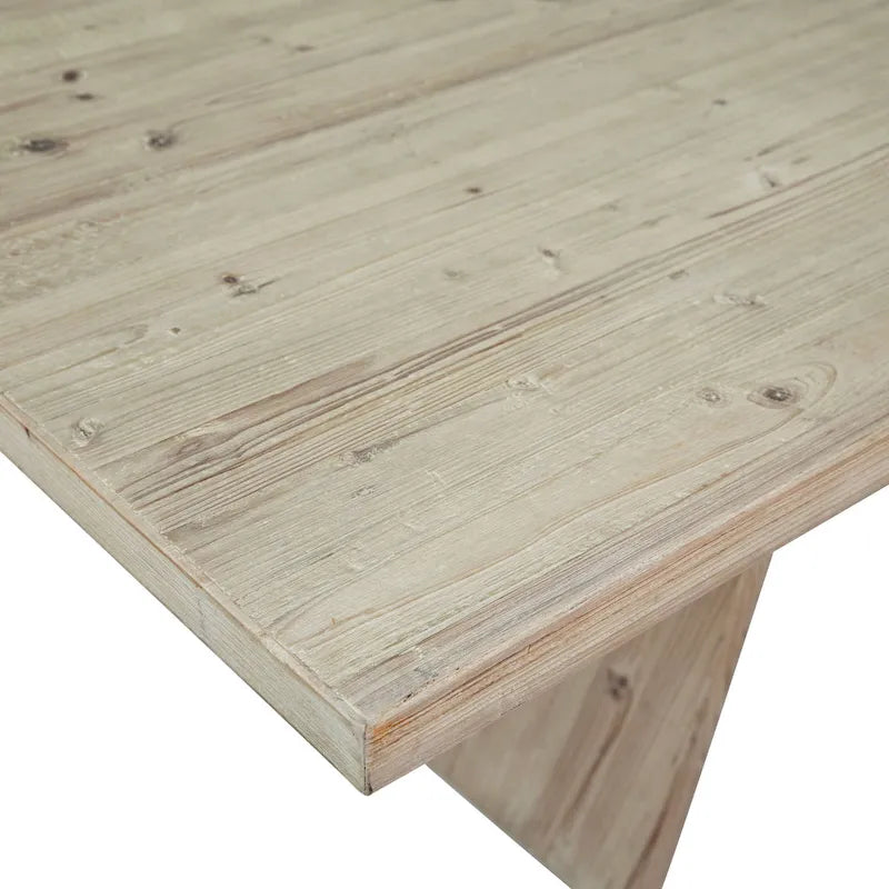 Hudson 79  Rectangular Reclaimed Pine Modern Honeycomb Pedestal Base Dining Table