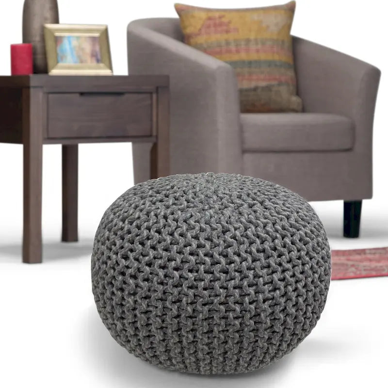 WYNDENHALL Rigby Boho Round Hand Knit Pouf