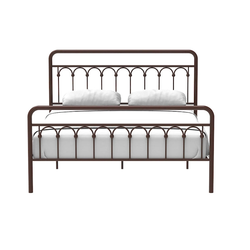 CUSchoice Metal Bed Queen in Black and Antique Brown Finishes