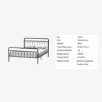 CUSchoice Metal Bed Queen in Black and Antique Brown Finishes