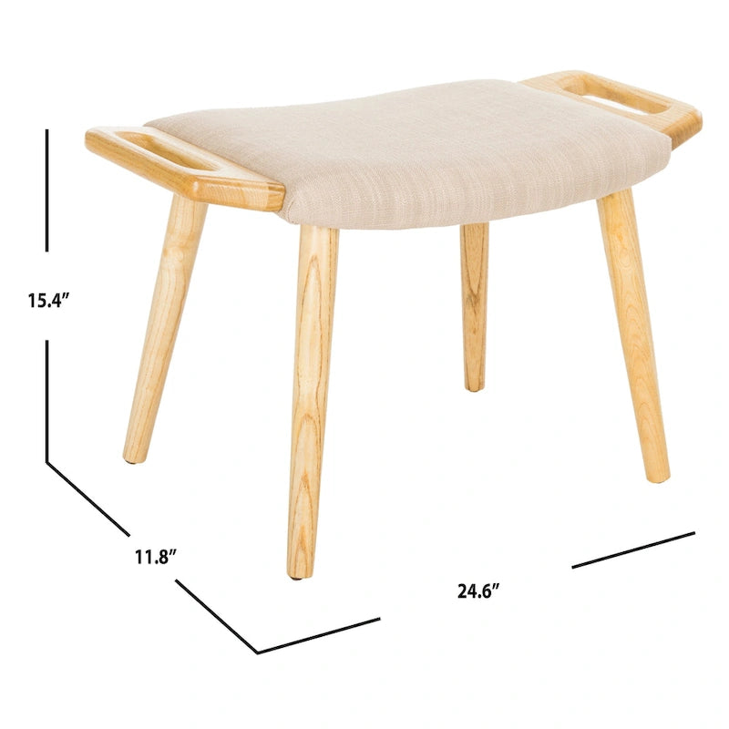 SAFAVIEH Zipora Beige/ Natural Mid-Century Bench - 11.8  x 24.6  x 15.4  - 12Wx25Dx15H