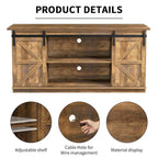 TV Stand 2 -shelf for TVs 43  up to 65 . Simple living and Modern Mid-century, farmhouse barn door -easy to store something