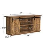 TV Stand 2 -shelf for TVs 43  up to 65 . Simple living and Modern Mid-century, farmhouse barn door -easy to store something