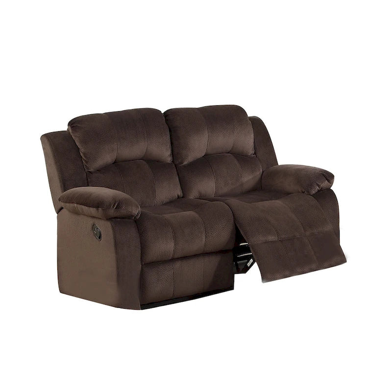 Padded Suede Motion Loveseat in Chocolate