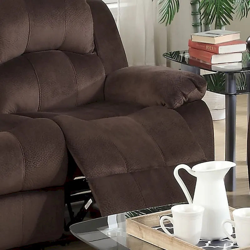 Padded Suede Motion Loveseat in Chocolate