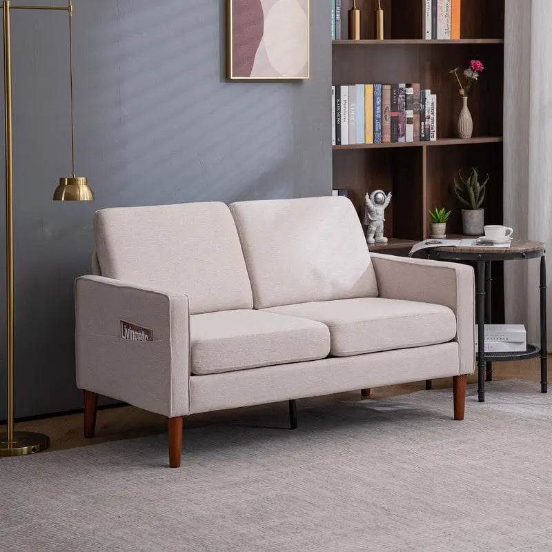 Linen Solid Wood Legs Loveseat