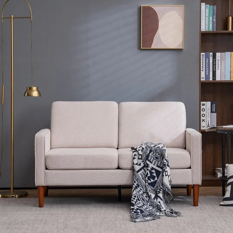 Linen Solid Wood Legs Loveseat