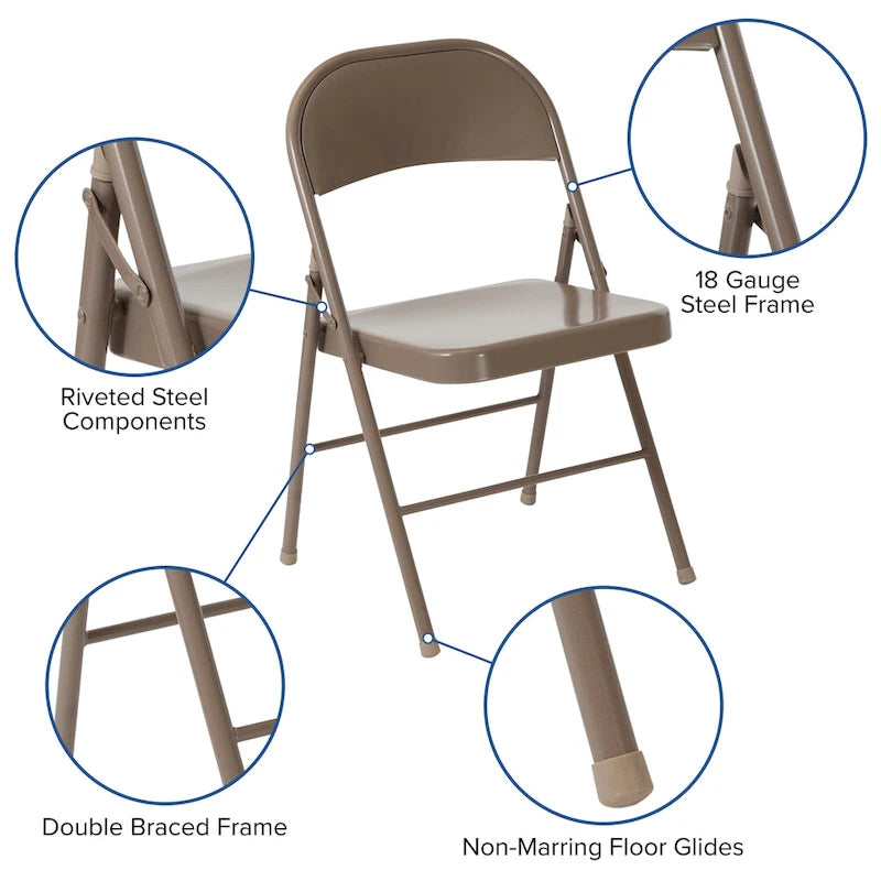 2 Pack Double Braced Metal Folding Chair
