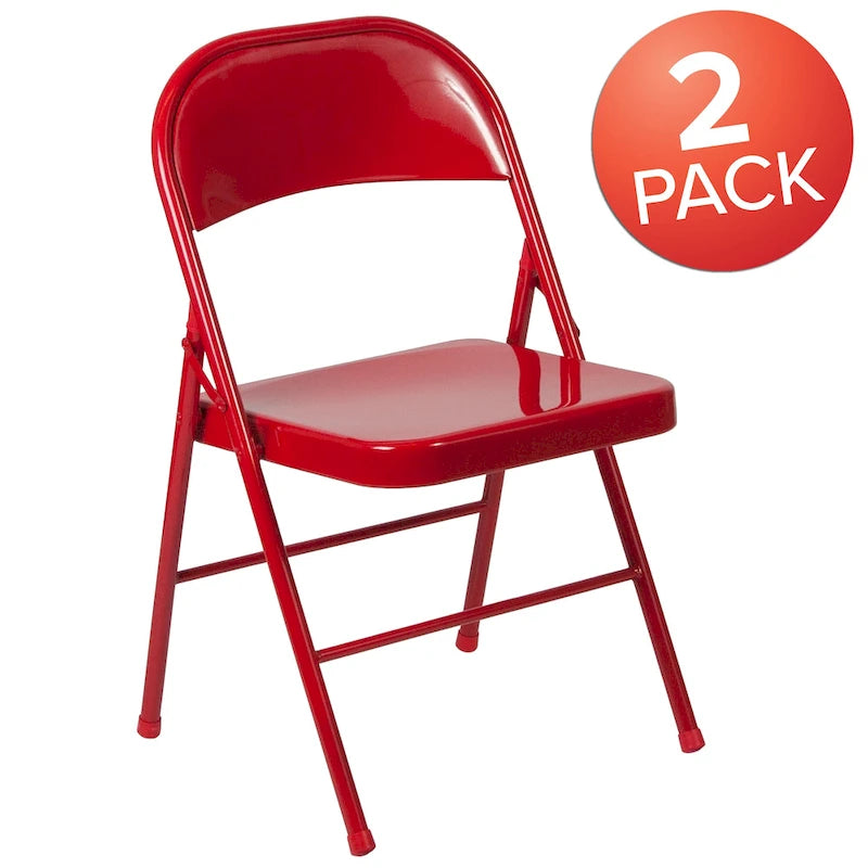 2 Pack Double Braced Metal Folding Chair
