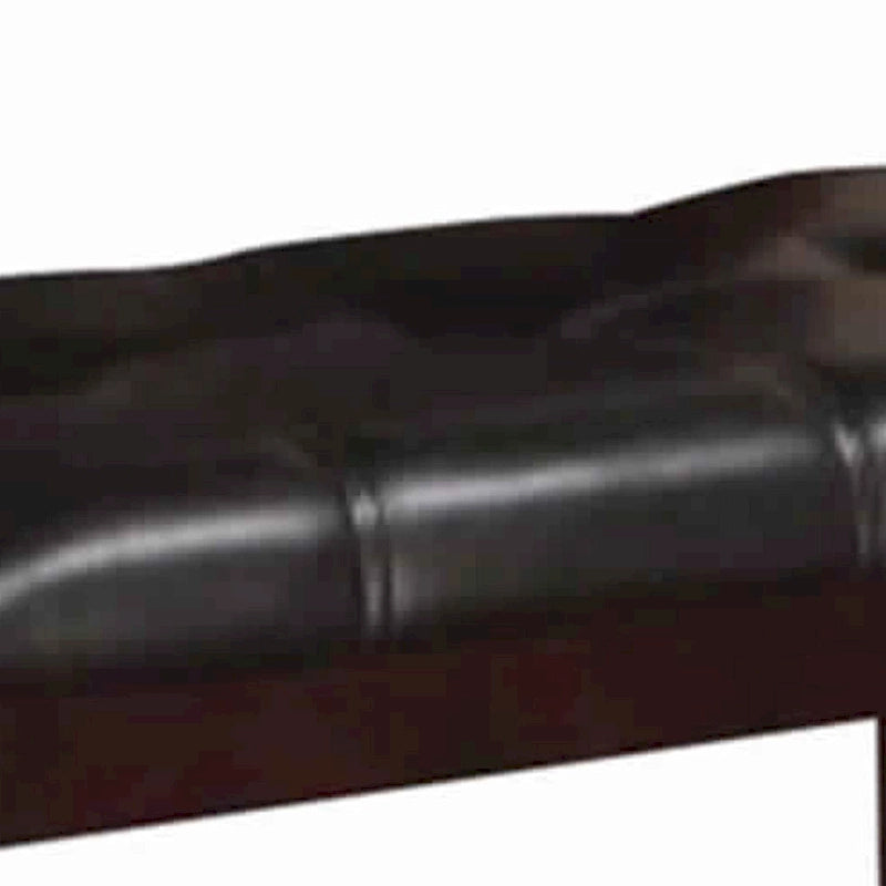 Rubber Wood High Bench with Tufted Upholstery Brown
