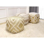 Pasargad Home Grand Canyon Cotton Pouf, Beige