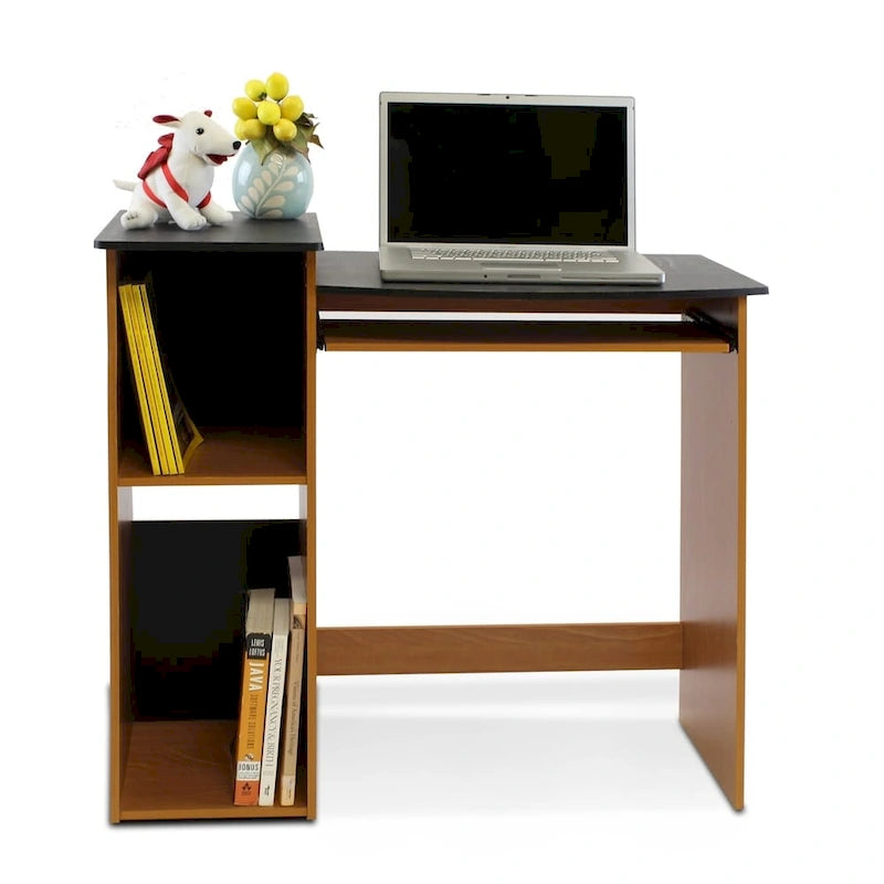 Multipurpose Light Cherry and Black Wood Computer Writing Desk