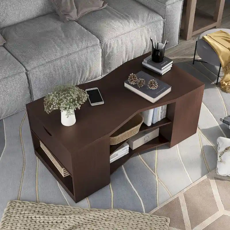 Furniture of America Orem Contemporary Brown 47-inch 6-shelf Coffee Table