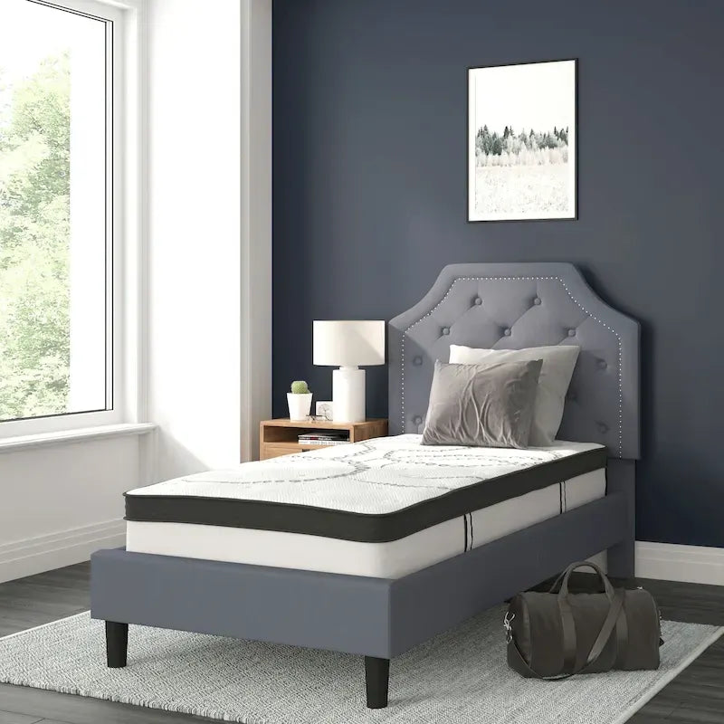 Tufted Platform Bed with 10 Inch Pocket Spring Mattress