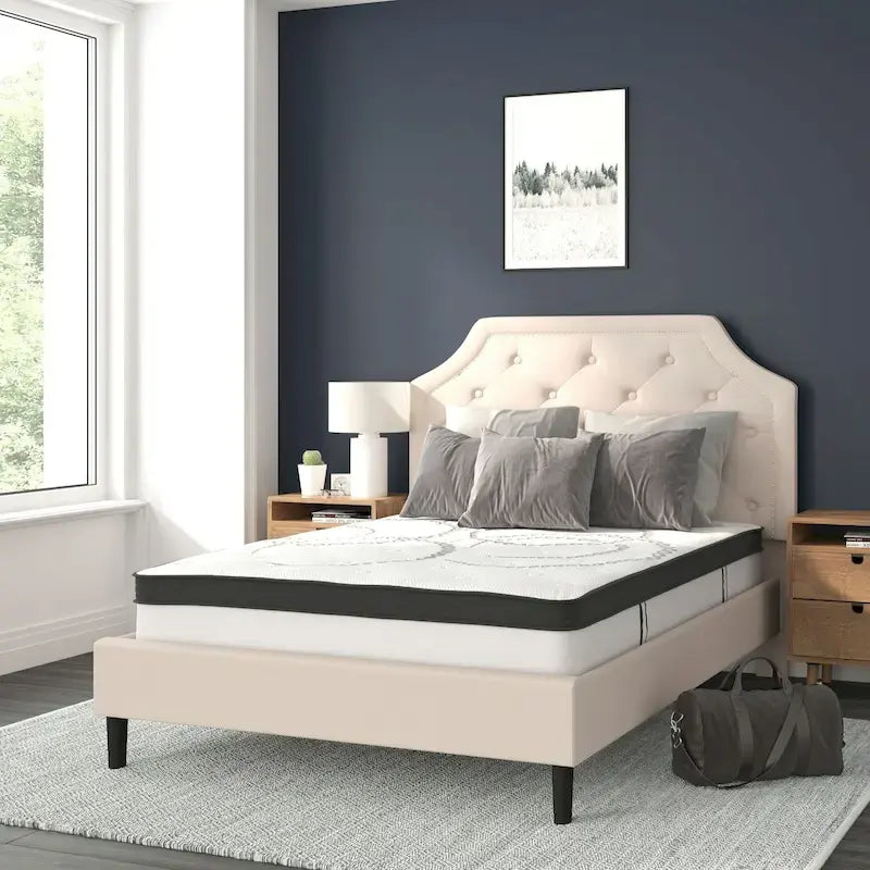 Tufted Platform Bed with 10 Inch Pocket Spring Mattress