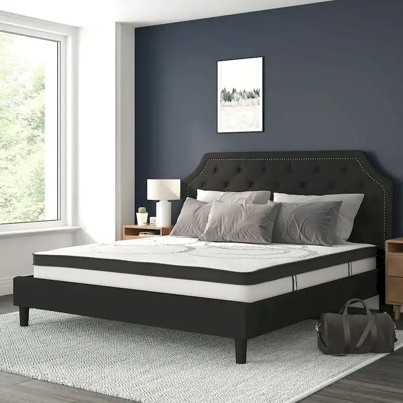 Tufted Platform Bed with 10 Inch Pocket Spring Mattress