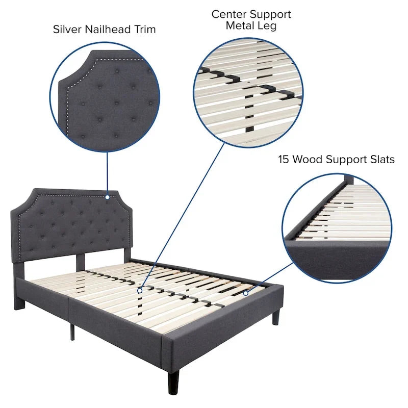 Tufted Platform Bed with 10 Inch Pocket Spring Mattress