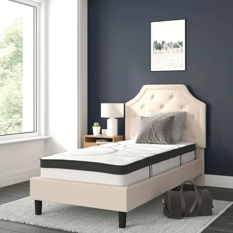 Tufted Platform Bed with 10 Inch Pocket Spring Mattress