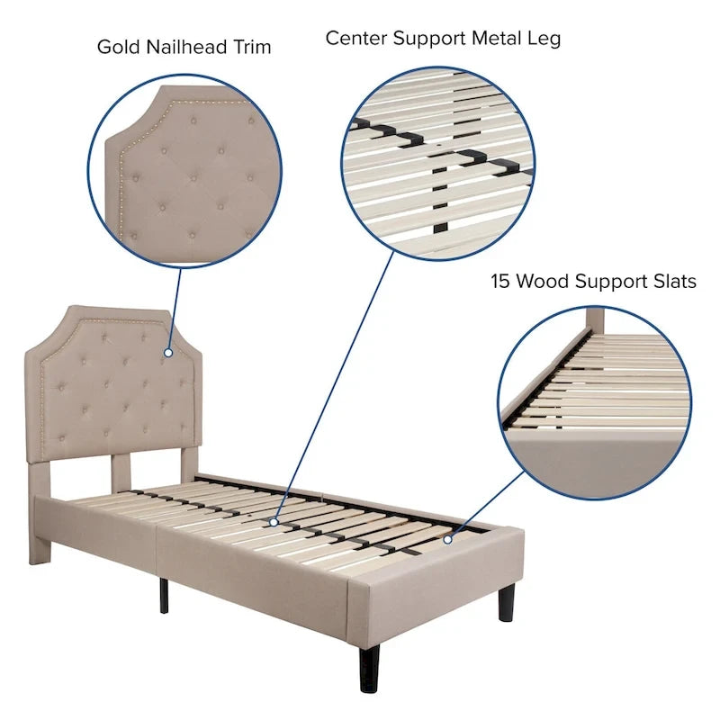 Tufted Platform Bed with 10 Inch Pocket Spring Mattress