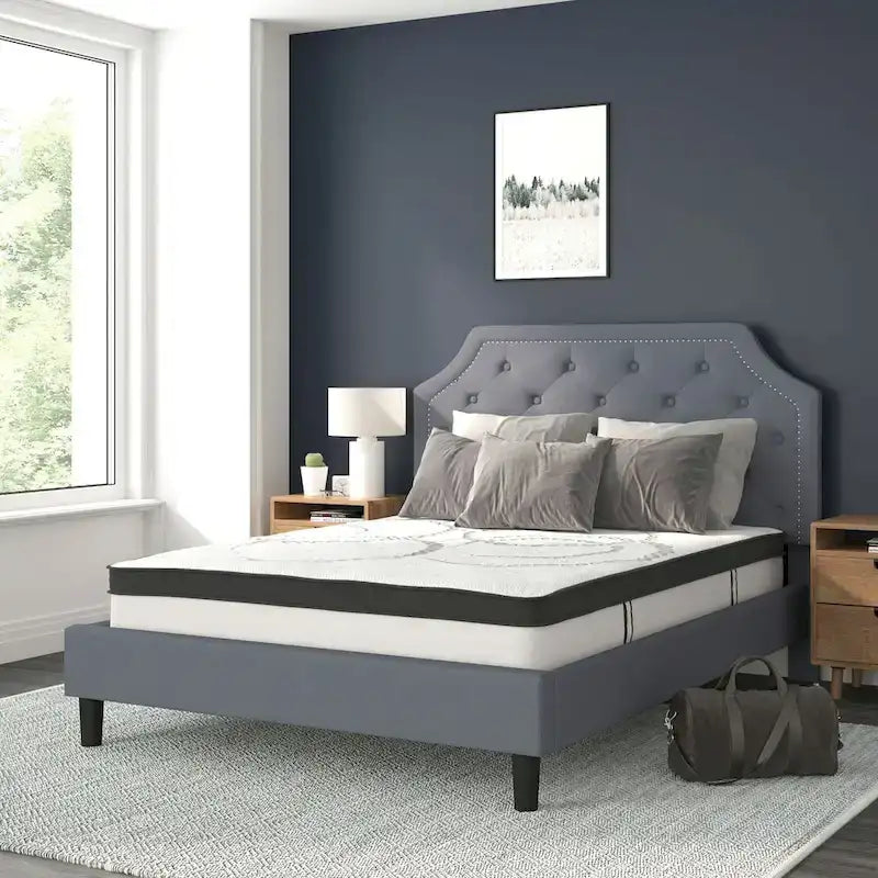 Tufted Platform Bed with 10 Inch Pocket Spring Mattress