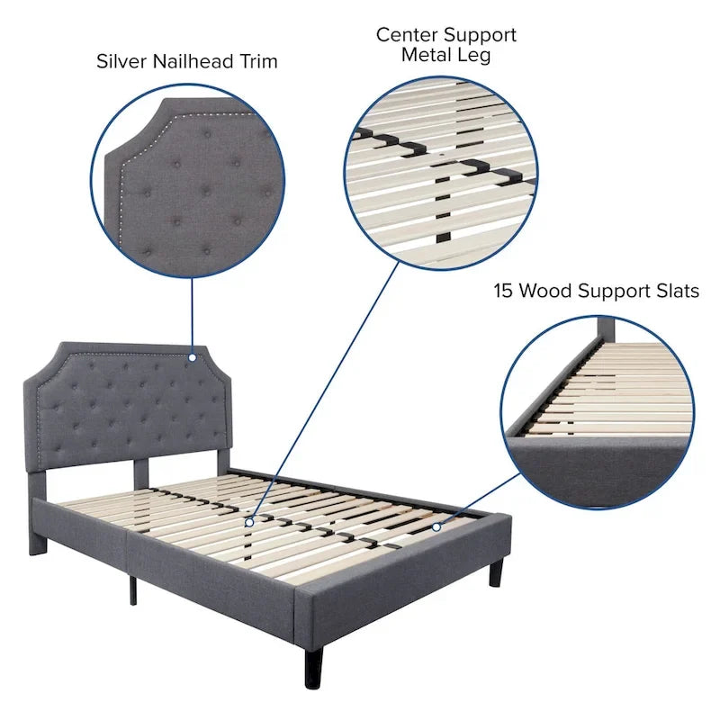 Tufted Platform Bed with 10 Inch Pocket Spring Mattress