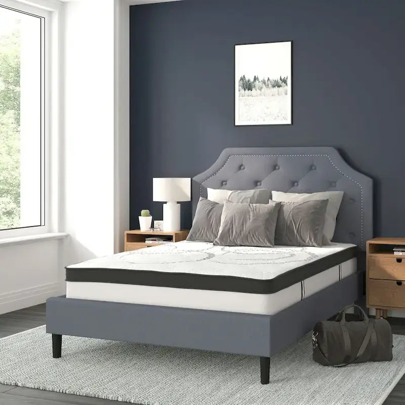 Tufted Platform Bed with 10 Inch Pocket Spring Mattress