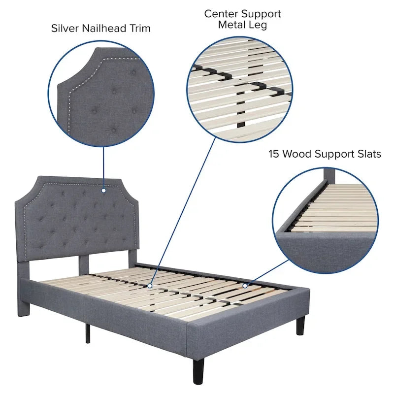 Tufted Platform Bed with 10 Inch Pocket Spring Mattress