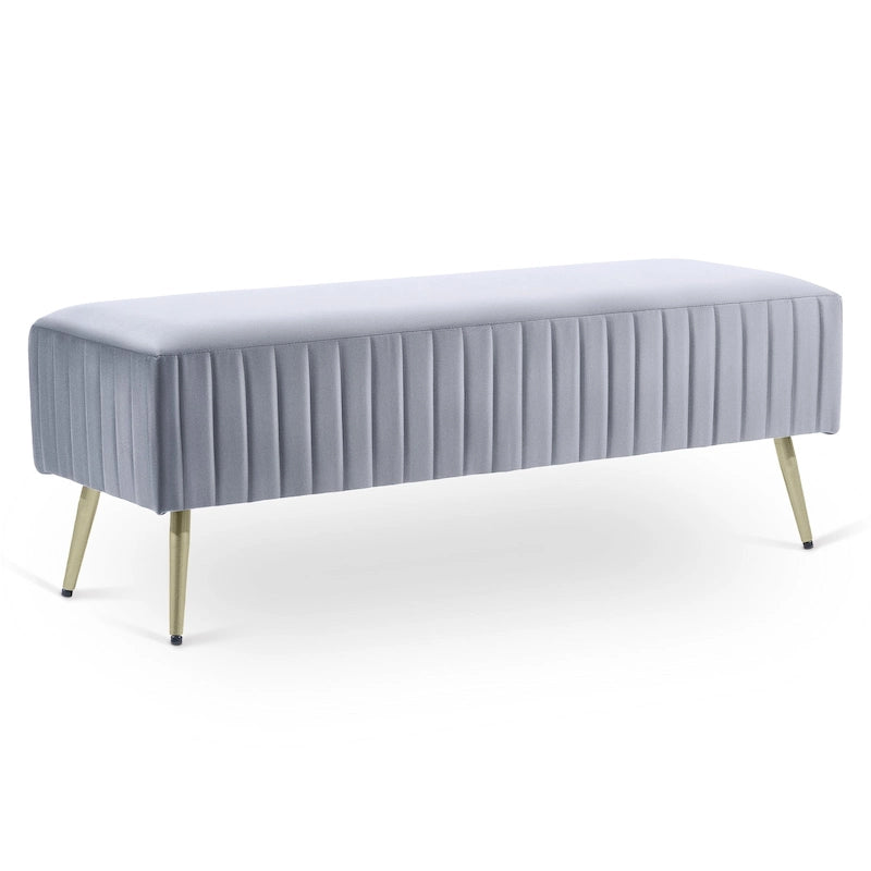 46  Modern Upholstered Bed and Entryway Bench with Padded Velvet Seat