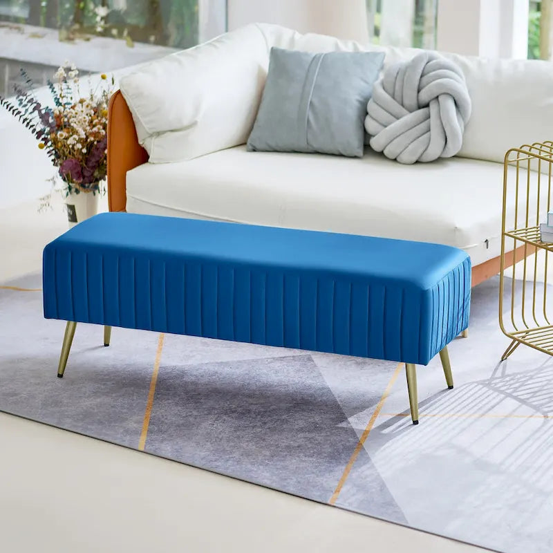 46  Modern Upholstered Bed and Entryway Bench with Padded Velvet Seat