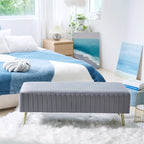 46  Modern Upholstered Bed and Entryway Bench with Padded Velvet Seat