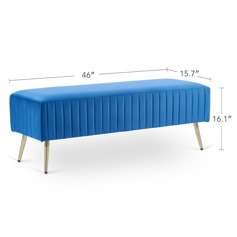 46  Modern Upholstered Bed and Entryway Bench with Padded Velvet Seat