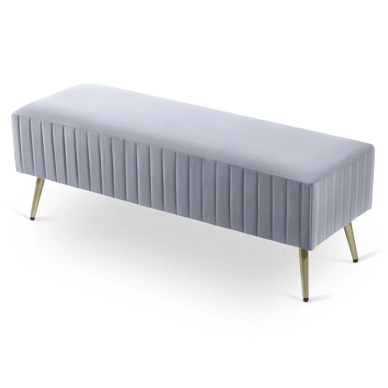 46  Modern Upholstered Bed and Entryway Bench with Padded Velvet Seat