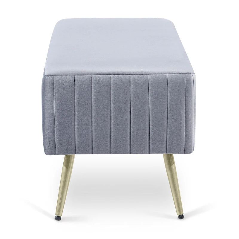 46  Modern Upholstered Bed and Entryway Bench with Padded Velvet Seat