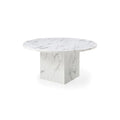 60  Diameter Round Marble Table with Cubical Marble Base