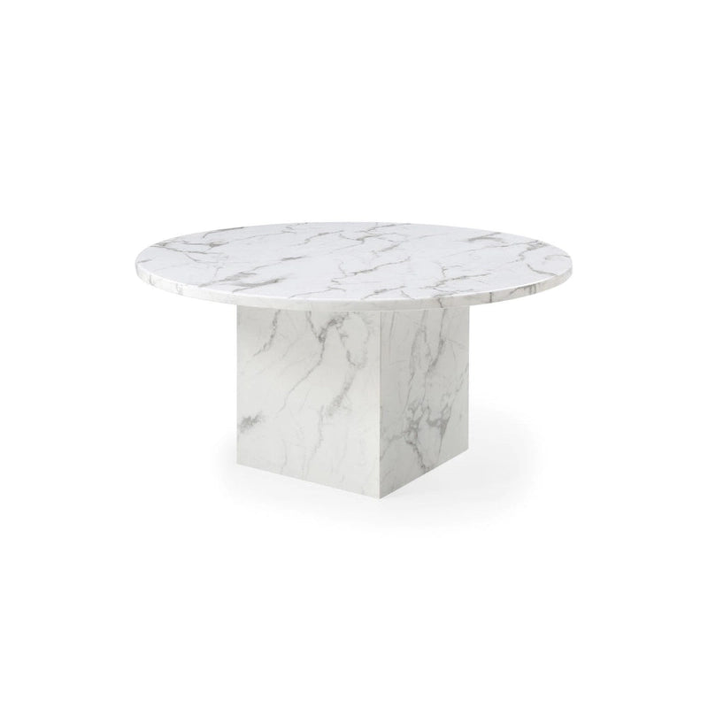 60  Diameter Round Marble Table with Cubical Marble Base