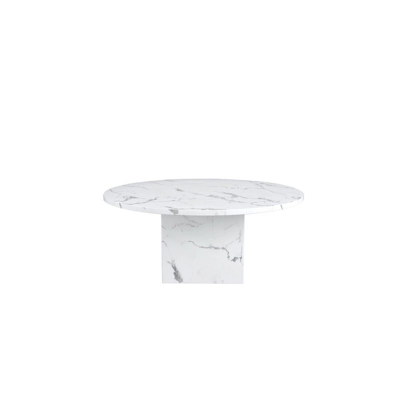 60  Diameter Round Marble Table with Cubical Marble Base