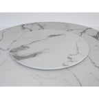 60  Diameter Round Marble Table with Cubical Marble Base