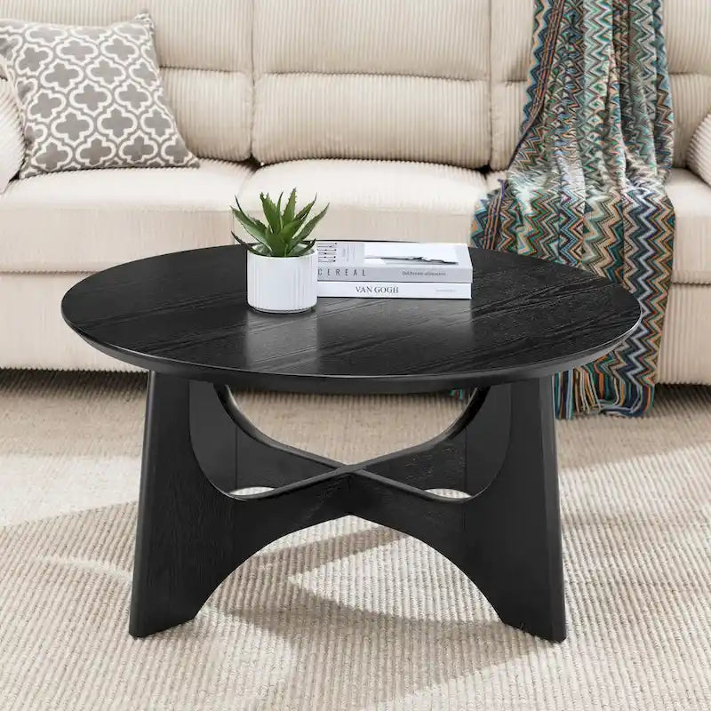 36  Round Wooden Coffee Table for Living Room