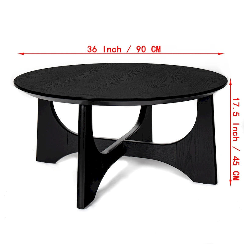 36  Round Wooden Coffee Table for Living Room