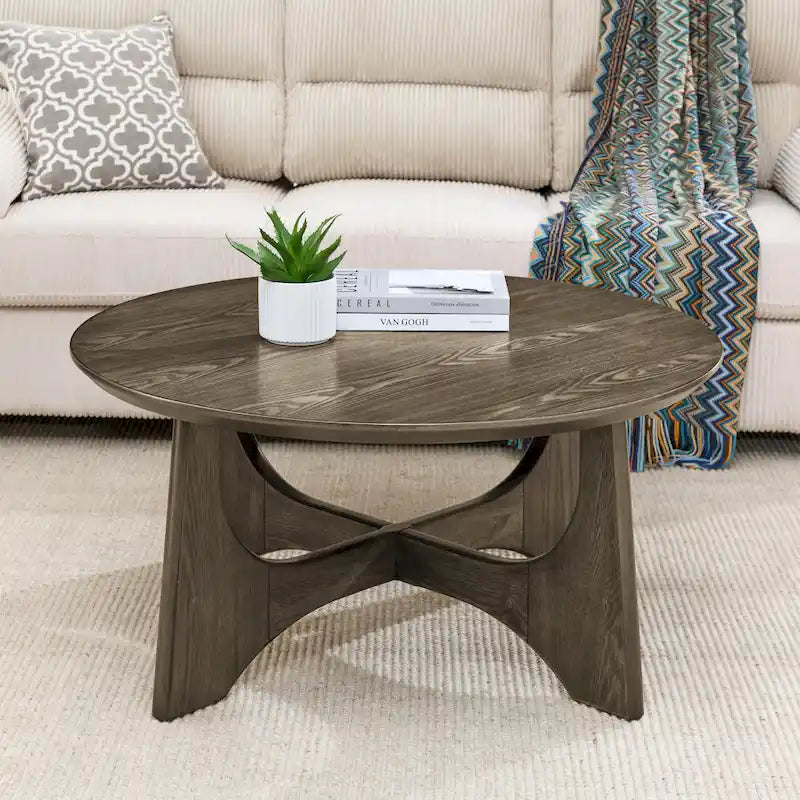 36  Round Wooden Coffee Table for Living Room