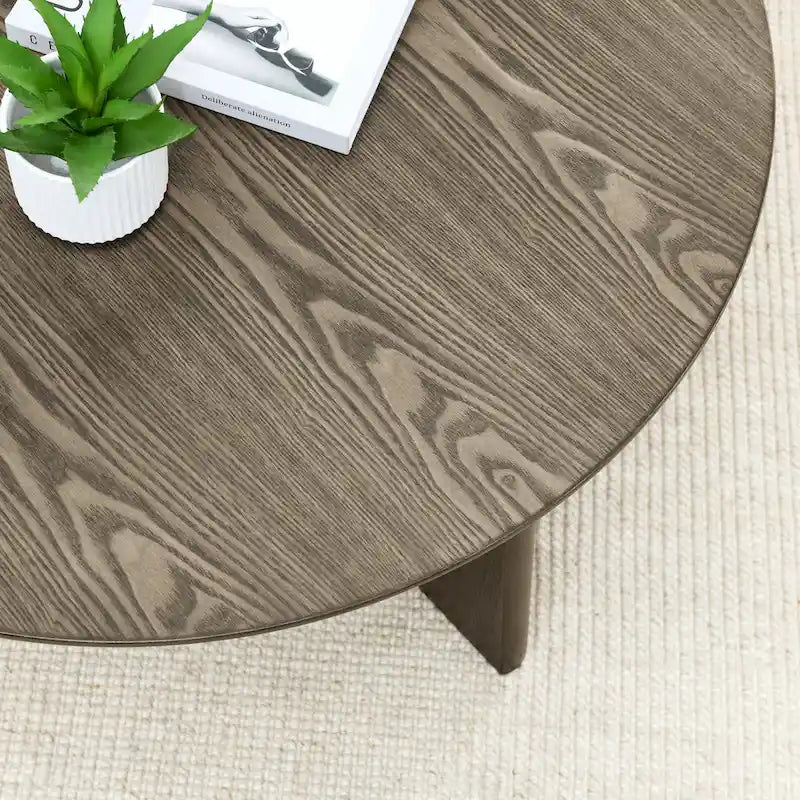 36  Round Wooden Coffee Table for Living Room